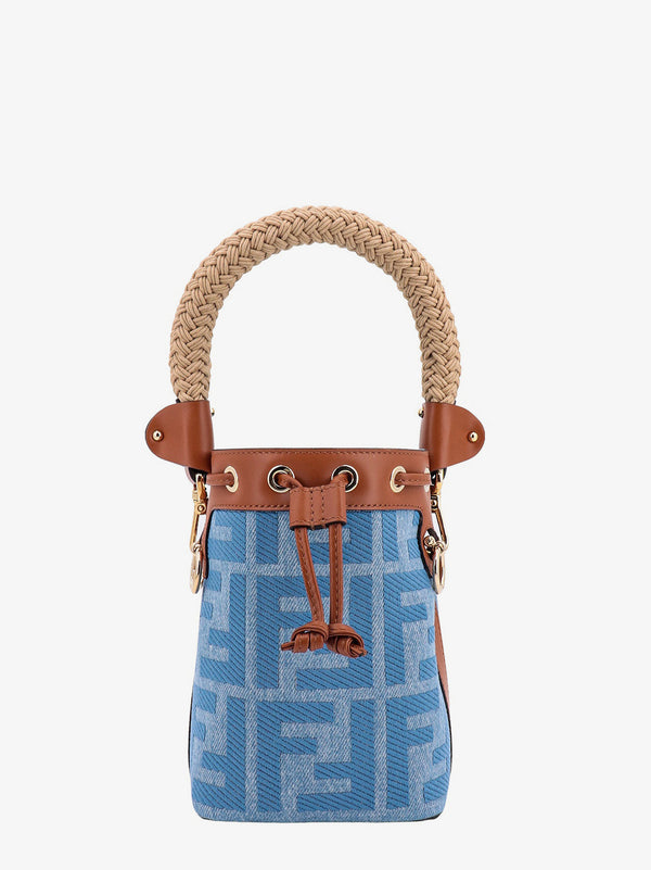 Mon Tresor - Brown FF fabric mini-bag with embroideries