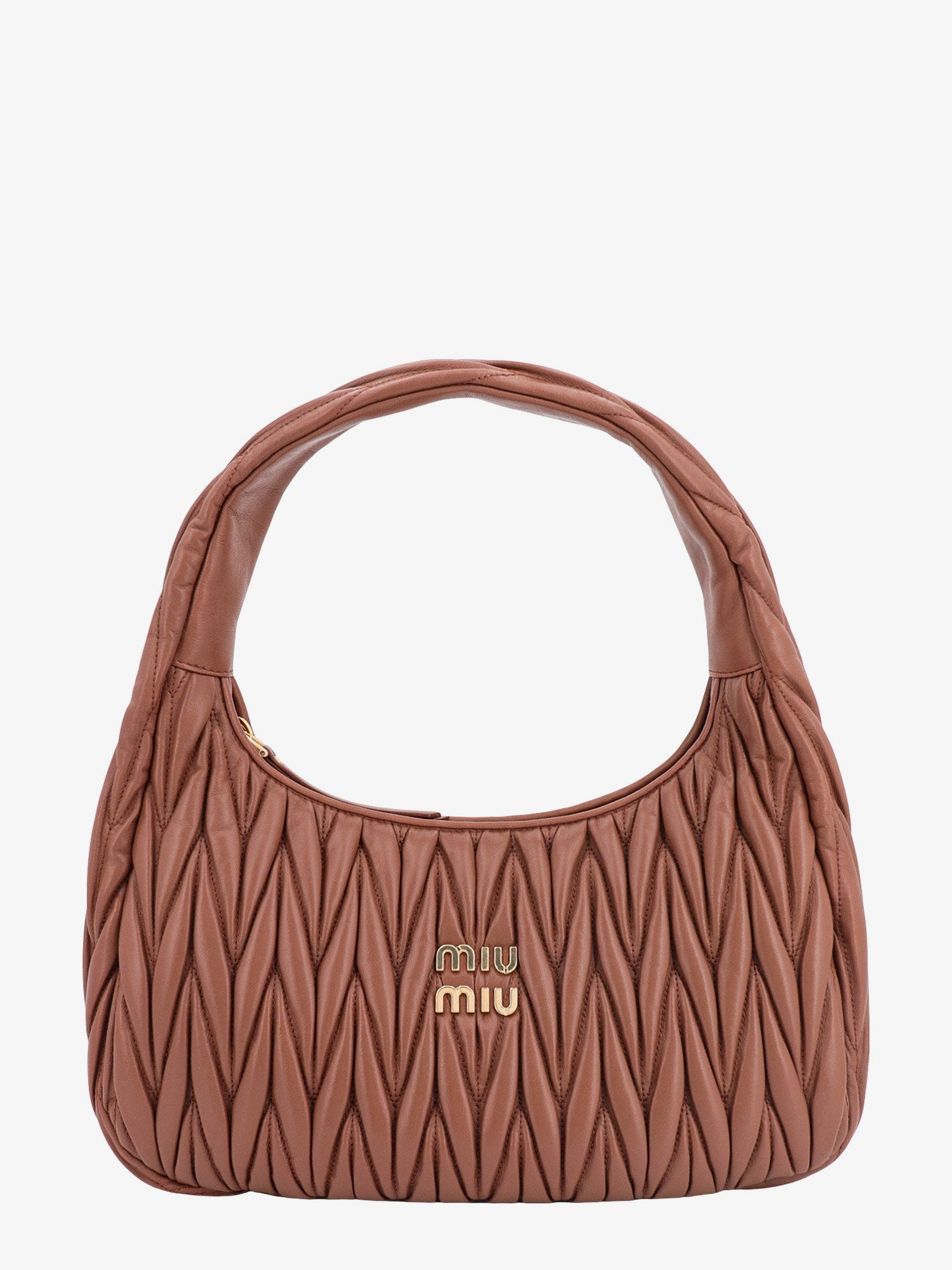 Arcadie Matelasse Leather Tote Bag in Brown - Miu Miu