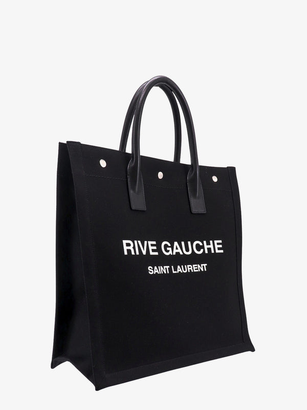 RIVE GAUCHE North/South TOTE BAG IN PRINTED LINEN AND LEATHER